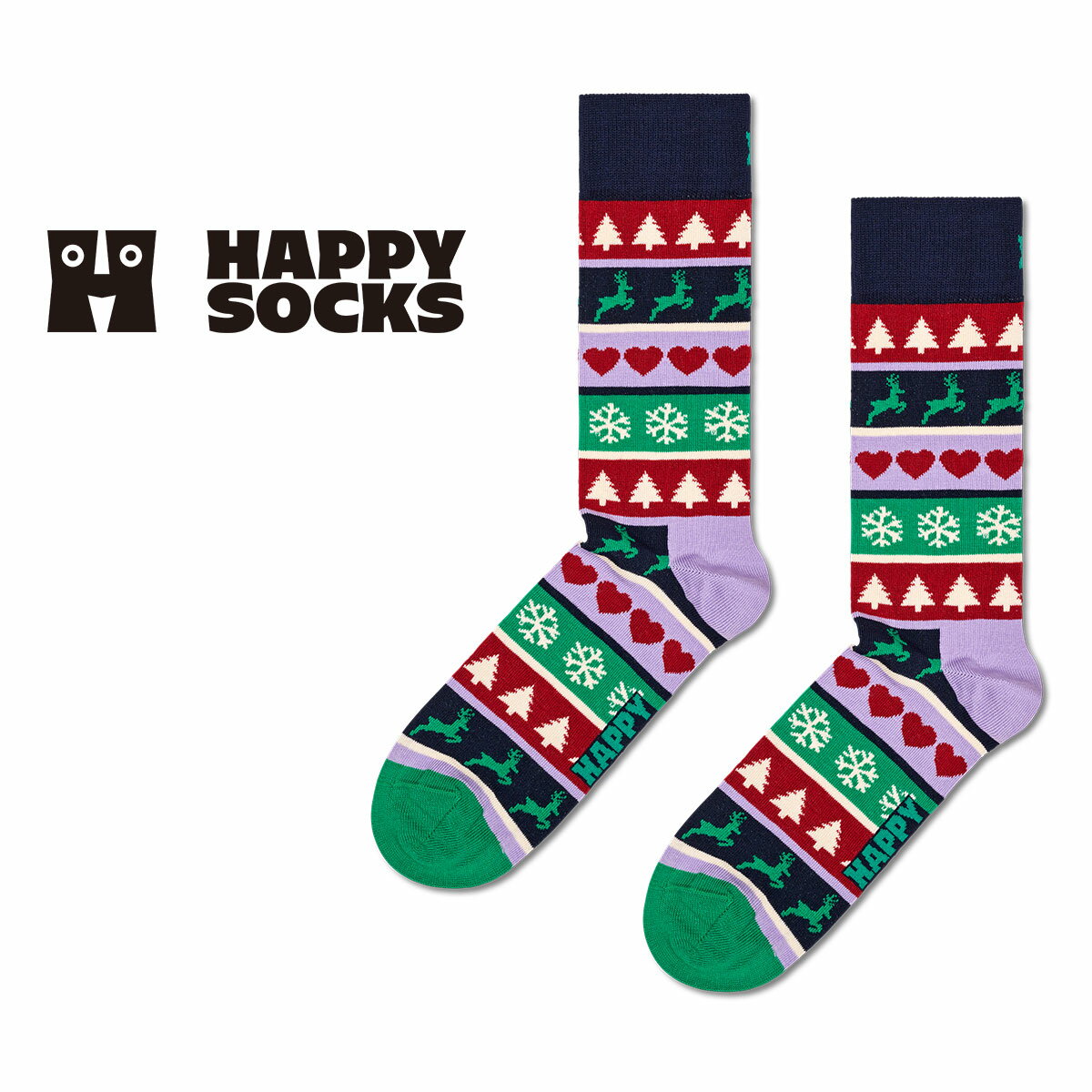 Happy Socks ハッピーソックス Christmas Stripe（ クリスマス ストライプ ）クルー丈 ソックス 靴下 ユニセックス …