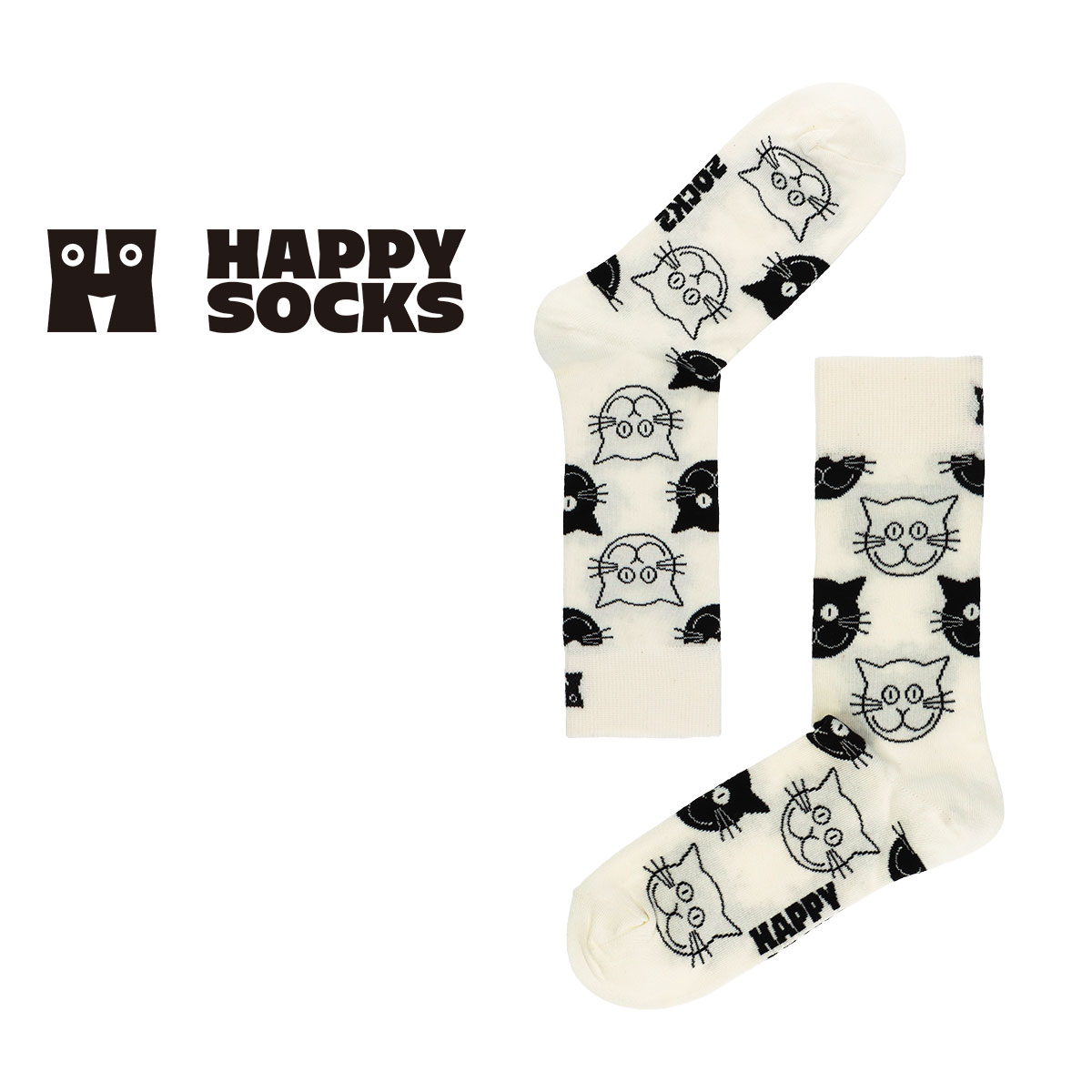 ハッピーソックス 靴下 レディース セール！30％OFF Happy Socks ハッピーソックス Cat （ キャット ）26-29.5cm クルー丈 ソックス JAPAN EDITION 靴下 ユニセックス メンズ ＆ レディース プレゼント 無料ラッピング ギフト 10233138