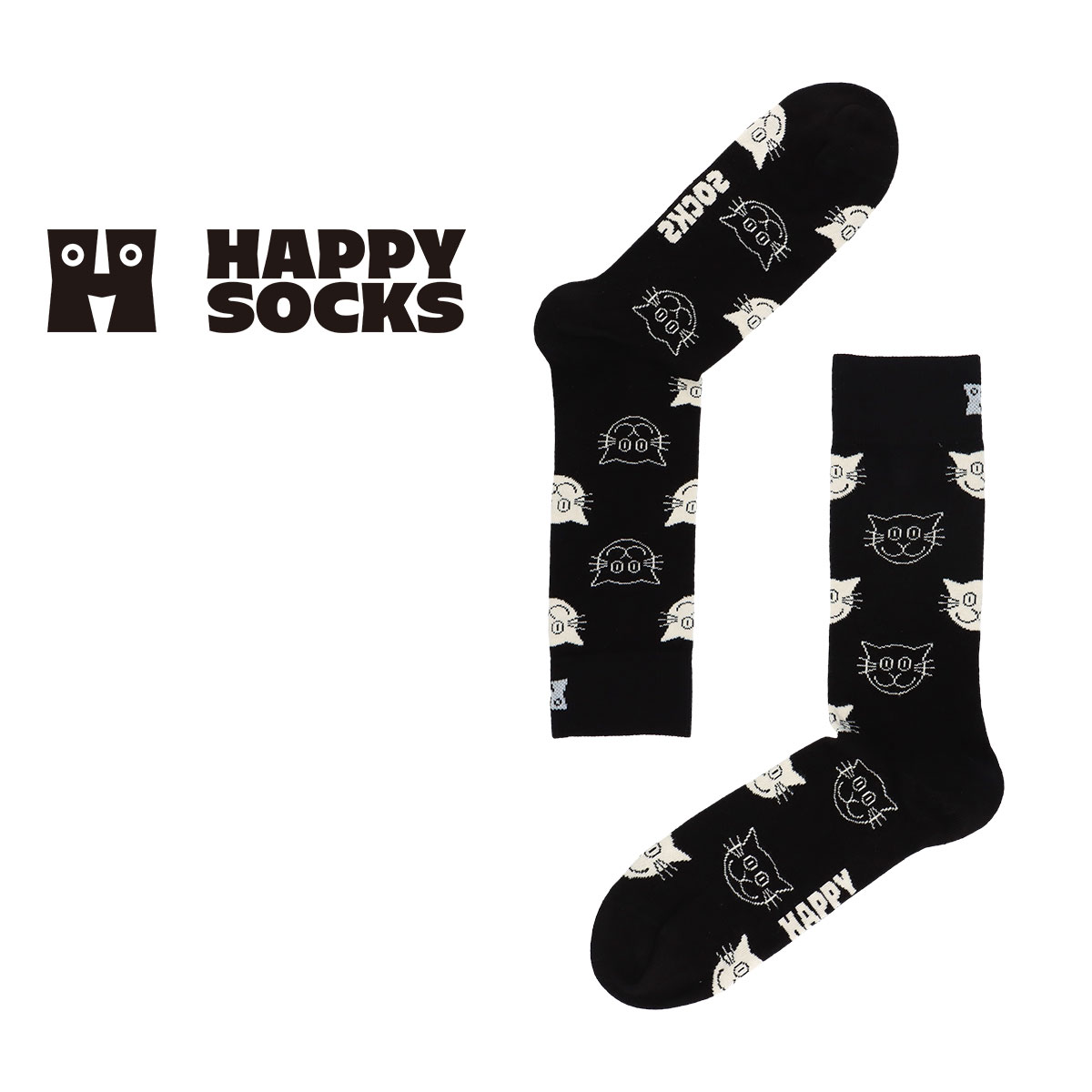 ハッピーソックス メンズ Happy Socks ハッピーソックス Cat （ キャット ）26-29.5cm クルー丈 ソックス JAPAN EDITION 靴下 ユニセックス メンズ ＆ レディース プレゼント 無料ラッピング ギフト 10233139