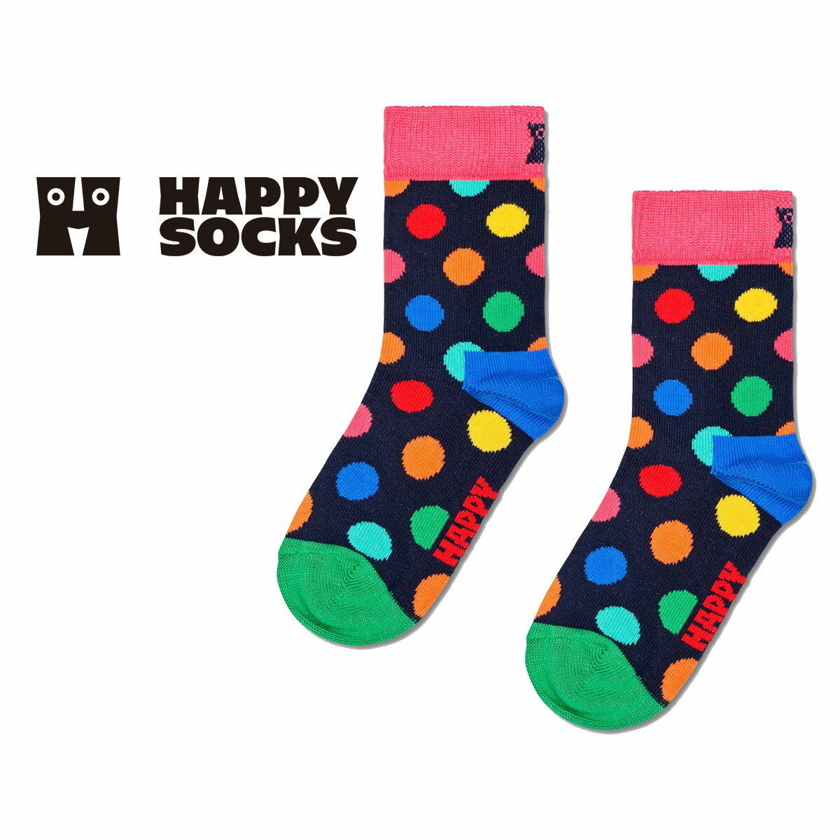 Happy Socks ハッピーソックス BIG DOT （ ビッグ ドット ） 子供 クルー丈 ソックス 靴下 KIDS ジュニア キッズ 122…