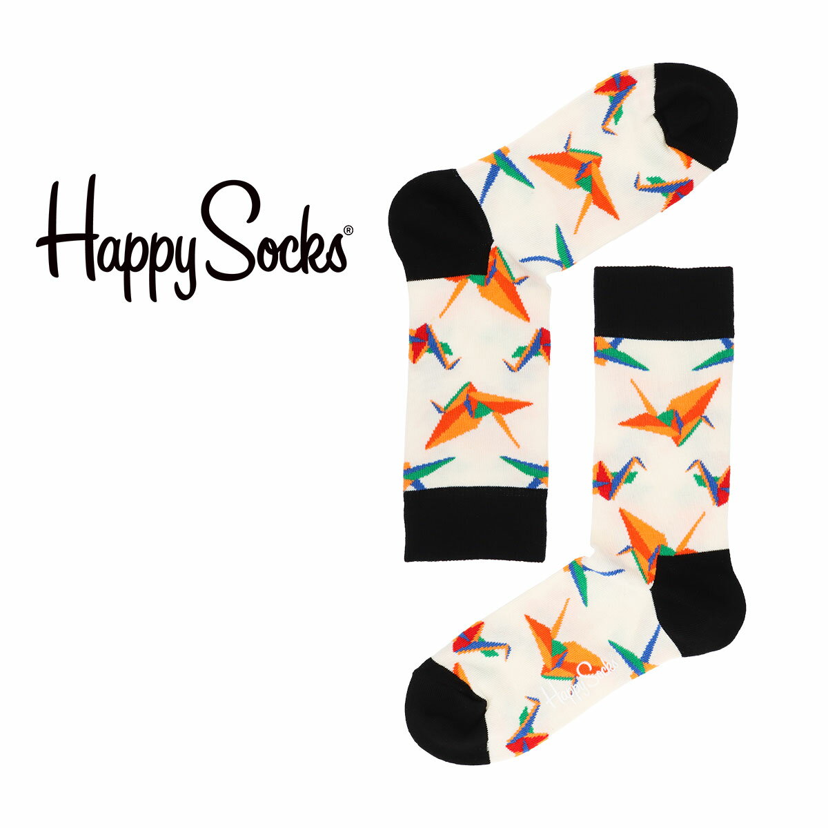 Happy Socks ハッピーソックス ORIGAMI（オリガミ） クルー丈 ソックス 靴下 ユニセックス メンズ ＆ レディス プレ…