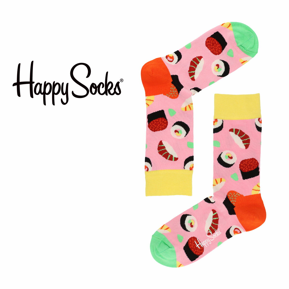 Happy Socks ハッピーソックス SUSHI（スシ） クルー丈 ソックス 靴下 ユニセックス メンズ ＆ レディス プレゼント 無料ラッピング ギフト 11233133