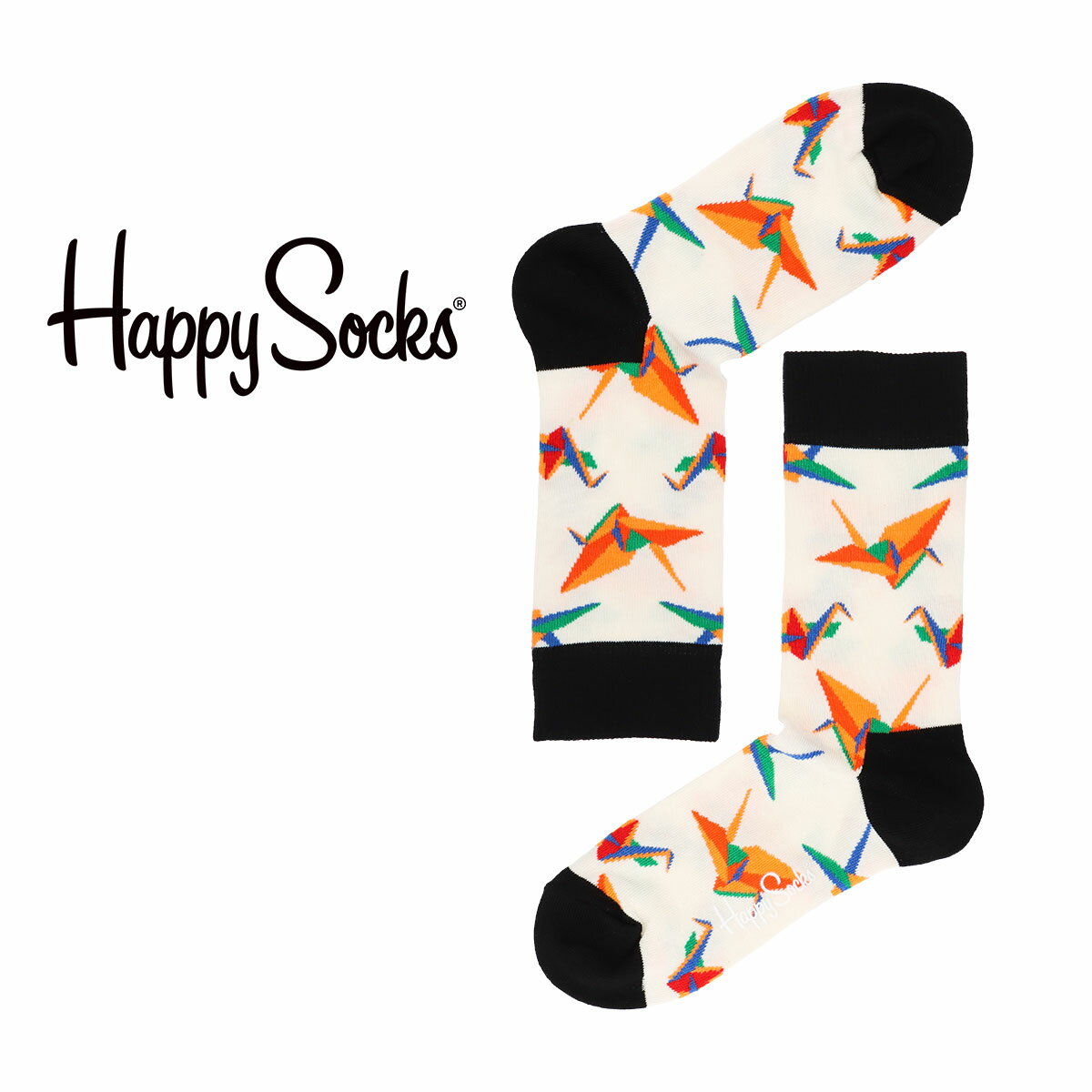 ハッピーソックス 靴下 レディース Happy Socks ハッピーソックス ORIGAMI（オリガミ） クルー丈 ソックス 靴下 ユニセックス 23-25.5cm レディース プレゼント 無料ラッピング ギフト 11233135