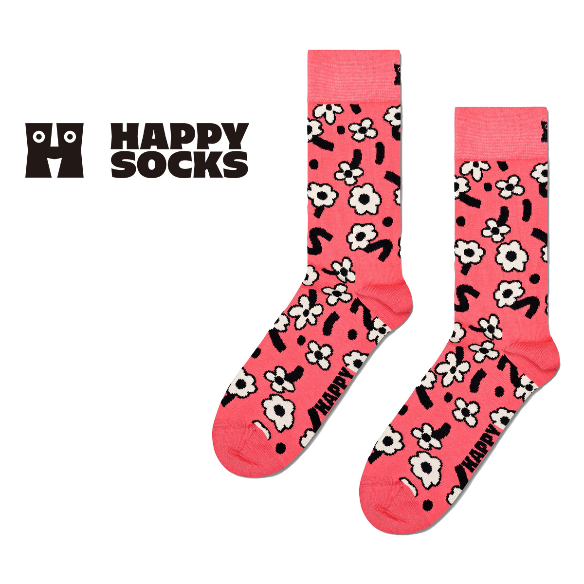 ハッピーソックス 靴下 レディース Happy Socks ハッピーソックス Dancing Flower ( ダンシング フラワー ) ピンク クルー丈 ソックス 靴下 ユニセックス メンズ ＆ レディース プレゼント 無料ラッピング ギフト 10240043