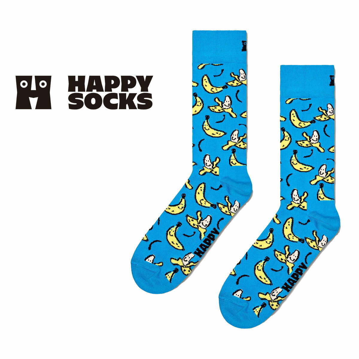 ハッピーソックス 靴下 レディース Happy Socks ハッピーソックス Banana ( バナナ ) ターコイズ クルー丈 ソックス 靴下 ユニセックス メンズ ＆ レディース プレゼント 無料ラッピング ギフト 10240053