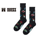 Happy Socks ハッピーソックス Summer Lo-Fi ( サマーローファイ ) ブラック クルー丈 ソックス 靴下 ユニセックス メンズ & レディース プレゼント 無料ラッピング ギフト 10240061