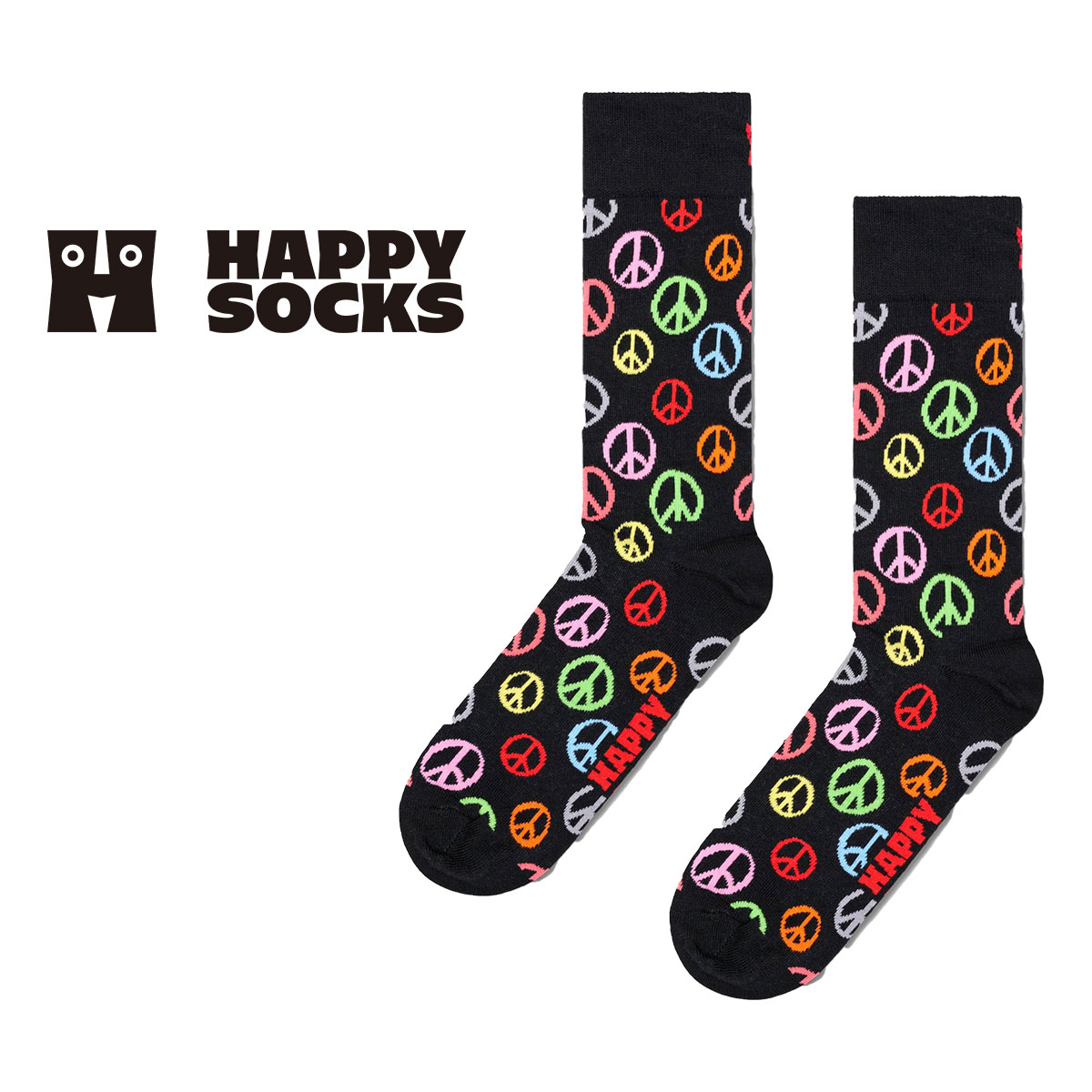 ハッピーソックス 靴下 レディース Happy Socks ハッピーソックス Peace ( ピース ) クルー丈 ソックス 靴下 ユニセックス メンズ ＆ レディース プレゼント 無料ラッピング ギフト 靴下10240062