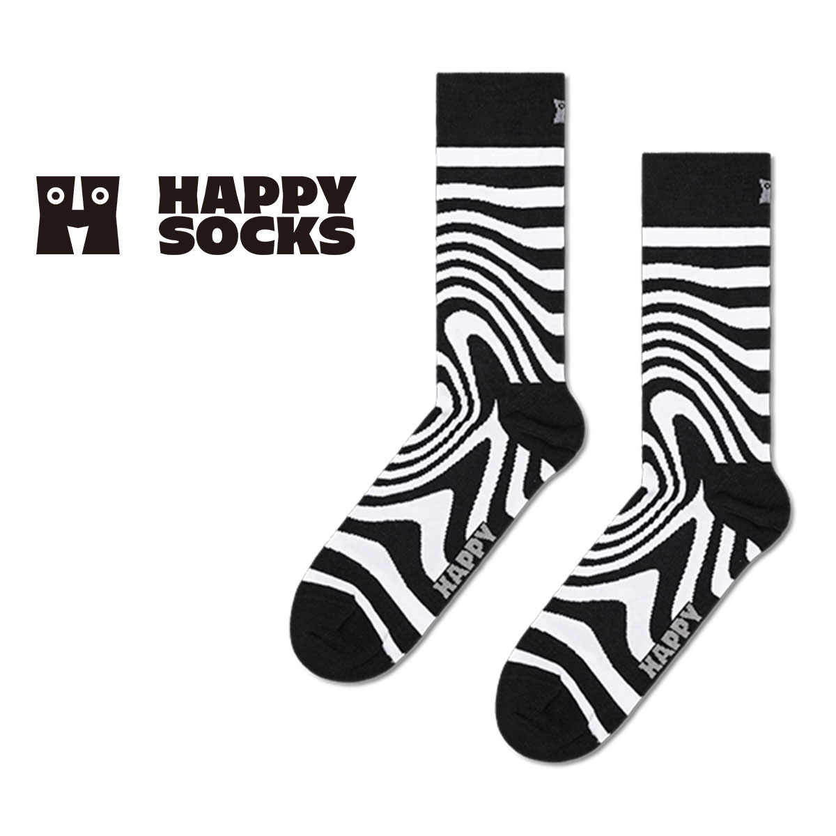 ハッピーソックス 靴下 レディース Happy Socks ハッピーソックス Dizzy ( ディジー ) ブラック クルー丈 ソックス 靴下 ユニセックス メンズ ＆ レディス プレゼント 無料ラッピング ギフト10240067