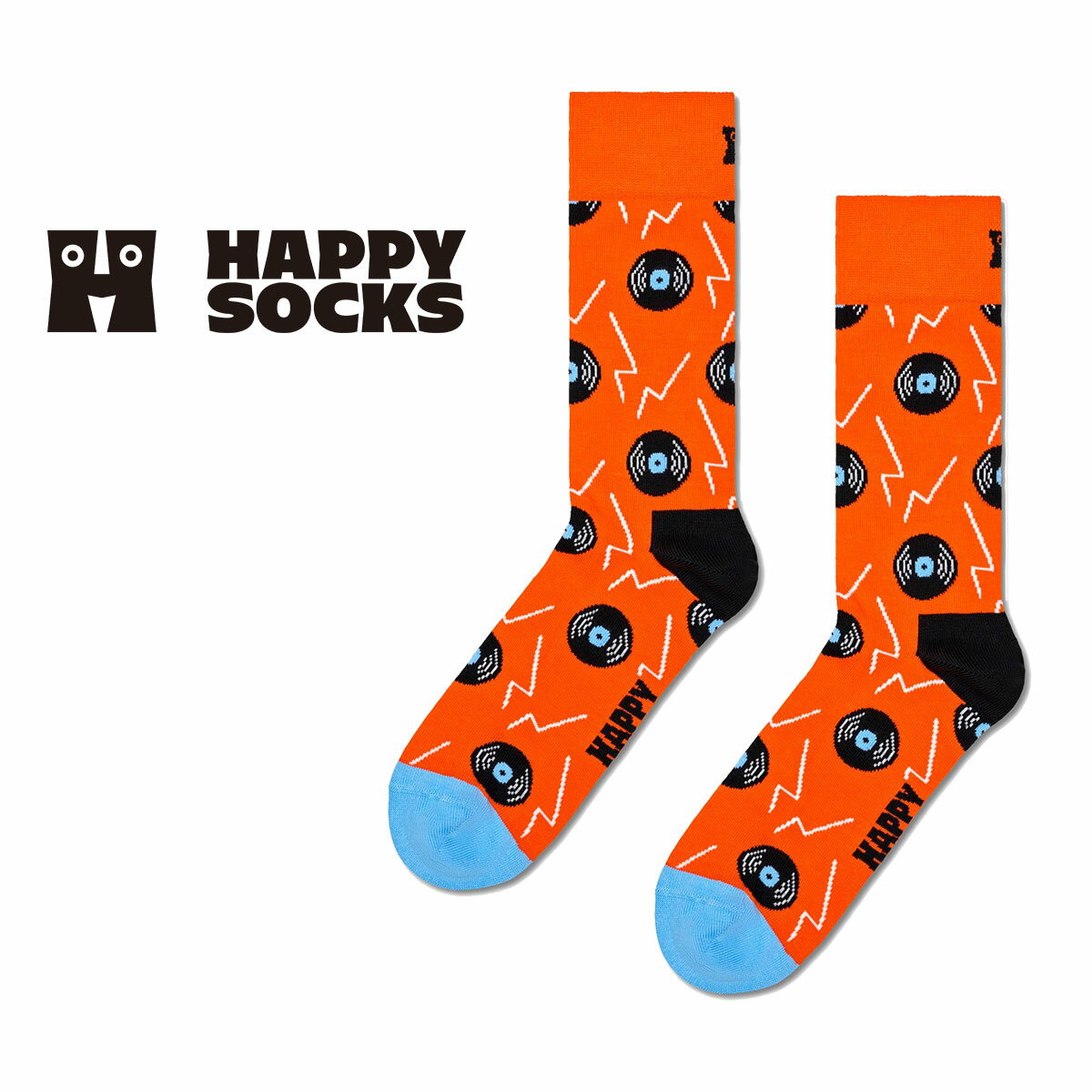 ハッピーソックス 靴下 レディース Happy Socks ハッピーソックス Vinyl ( ビニール ) レコード オレンジ クルー丈 ソックス 靴下 ユニセックス メンズ ＆ レディス プレゼント 無料ラッピング ギフト 10240069