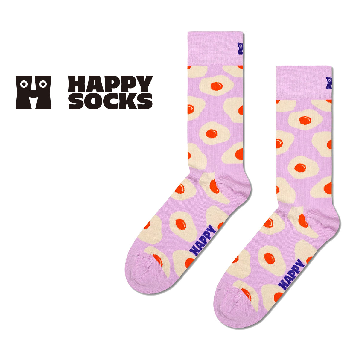 Happy Socks ハッピーソックス Sunny Side Up ( サニーサイドアップ ) 目玉焼き ピンク クルー丈 ソックス 靴下 ユニ…