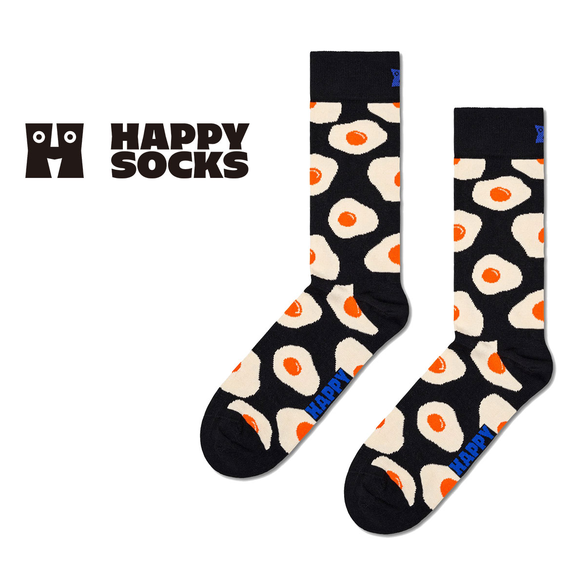 ハッピーソックス 靴下 レディース Happy Socks ハッピーソックス Sunny Side Up ( サニーサイドアップ ) 目玉焼き ブラック クルー丈 ソックス 靴下 ユニセックス メンズ ＆ レディス プレゼント 無料ラッピング ギフト 10240077