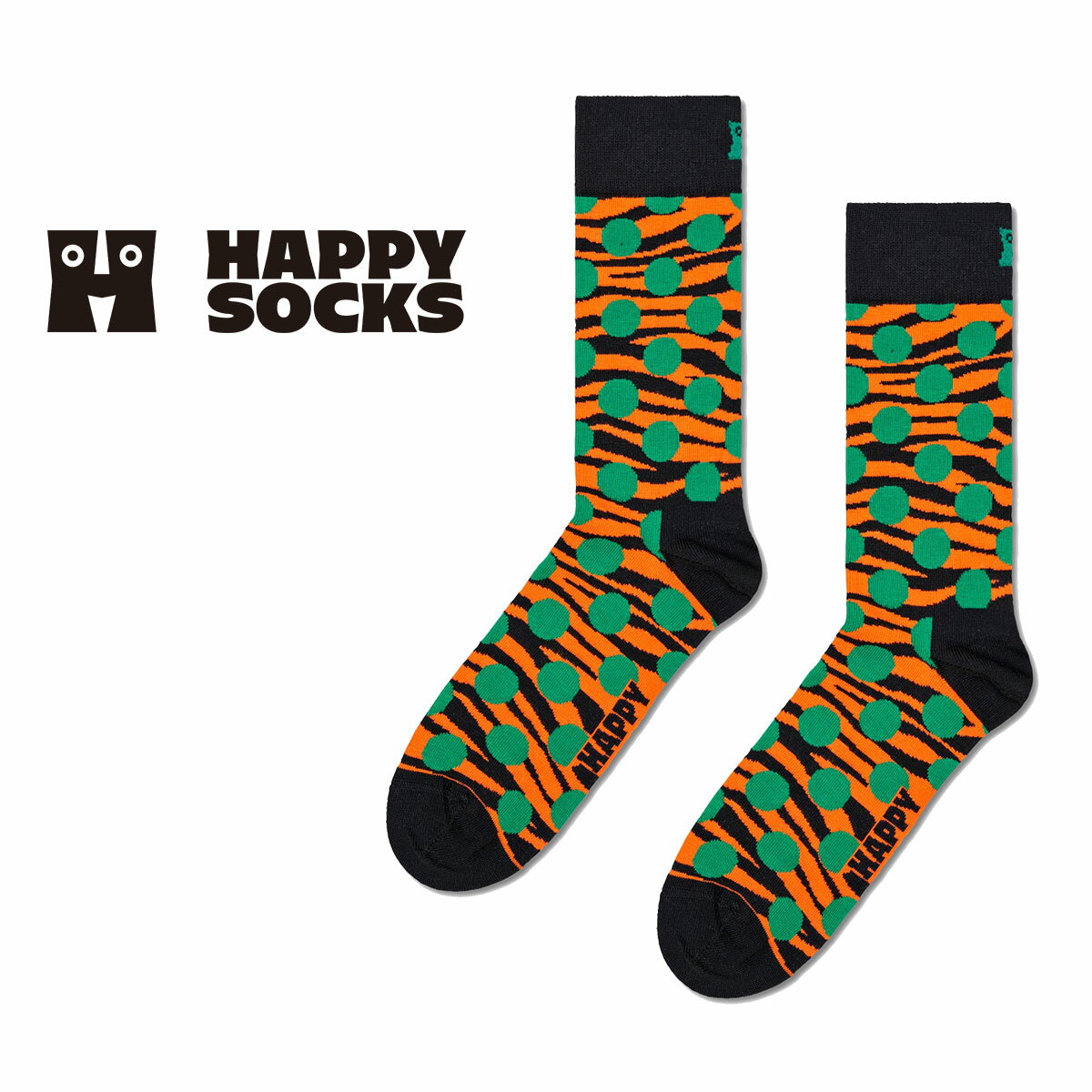 ハッピーソックス 靴下 レディース Happy Socks ハッピーソックス Tiger Dot ( タイガードット ) オレンジ クルー丈 ソックス 靴下 ユニセックス メンズ ＆ レディス プレゼント 無料ラッピング ギフト 10240089