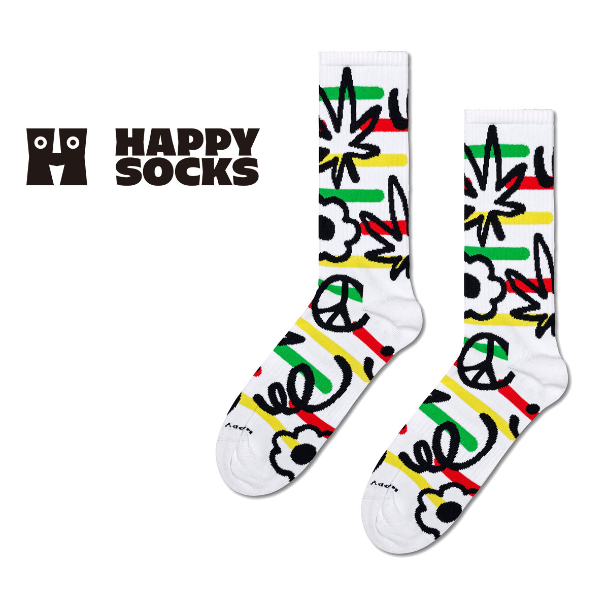 ハッピーソックス 靴下 レディース セール！30％OFF Happy Socks ハッピーソックス Doodle Sneaker ( ドゥードル ) いたずら書き クルー丈 ソックス 靴下 ユニセックス メンズ ＆ レディス プレゼント 無料ラッピング ギフト スポーツ 10240095