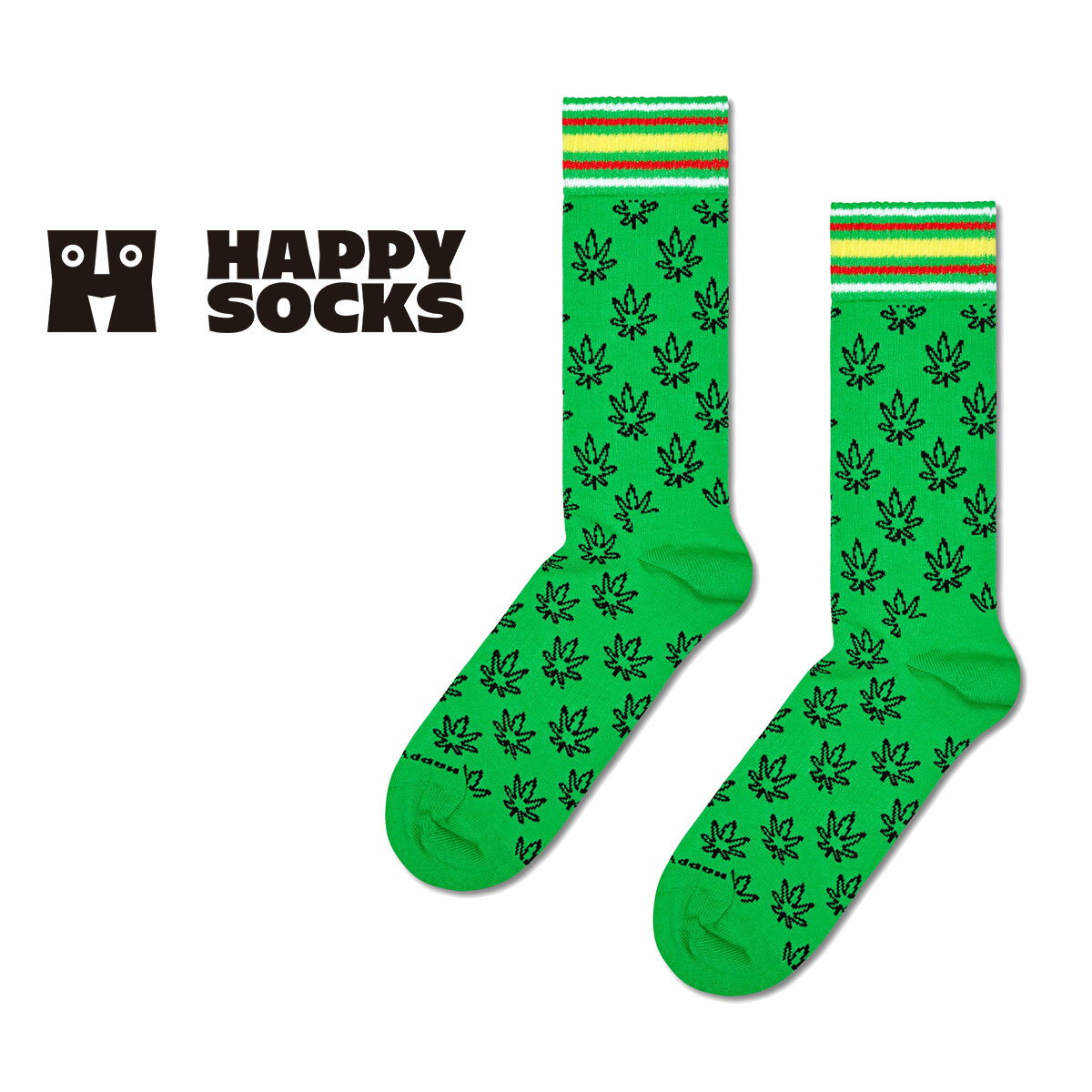 楽天ナイガイ 公式ショップ 楽天市場店Happy Socks ハッピーソックス Leaf Sneaker （ リーフ ） クルー丈 ソックス 靴下 ユニセックス メンズ ＆ レディス スポーツ プレゼント 無料ラッピング ギフト スポーツ10240096