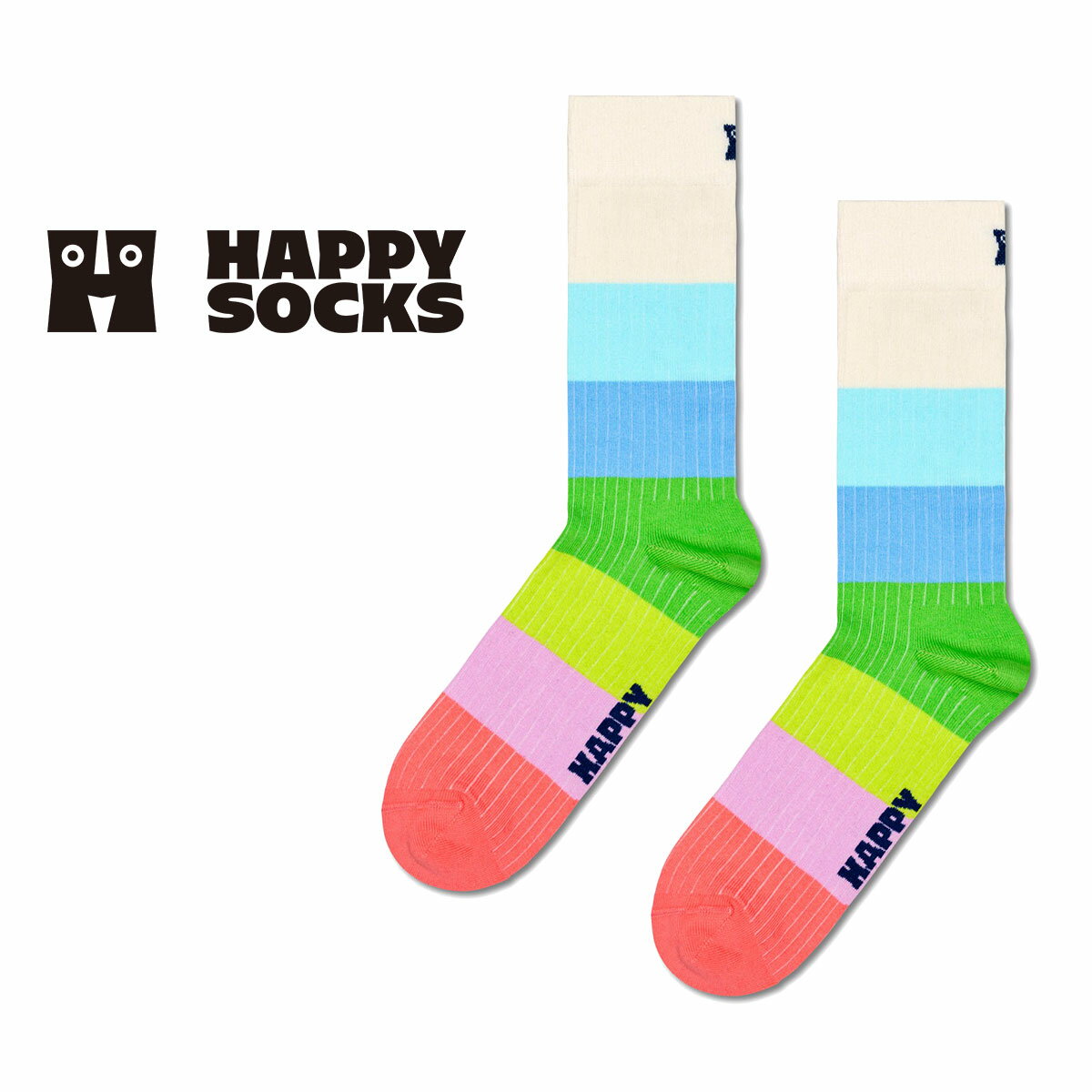 ハッピーソックス 靴下 レディース Happy Socks ハッピーソックス Chunky Stripe ( チャンキー ストライプ ) クルー丈 ソックス 靴下 ユニセックス メンズ ＆ レディス プレゼント 無料ラッピング ギフト 10240103