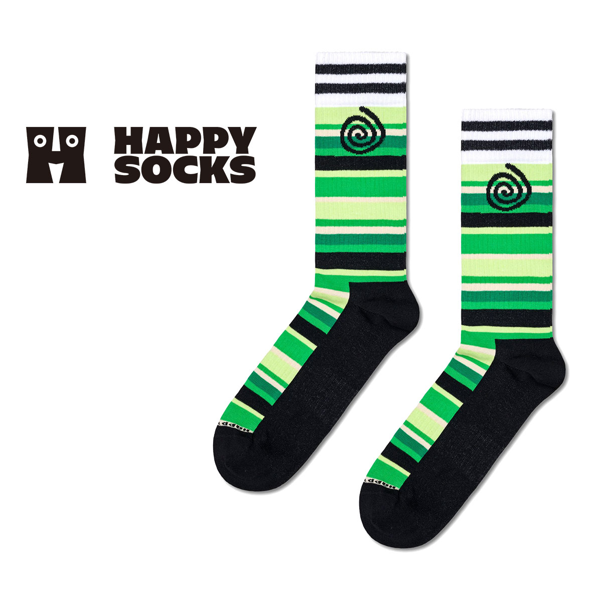 ハッピーソックス 靴下 レディース Happy Socks ハッピーソックス Swirl Stripe Sneaker ( スワール＆ストライプ ) クルー丈 ソックス 靴下 ユニセックス メンズ ＆ レディース スポーツ プレゼント 無料ラッピング ギフト 10240107