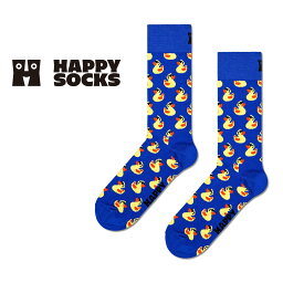 Happy Socks ハッピーソックス Rubber Duck ( ラバーダック ) ブルー クルー丈 ソックス 靴下 ユニセックス メンズ ＆ レディス プレゼント 無料ラッピング ギフト 10240134