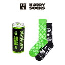 【2足セット】Happy Socks ハッピーソックス Energy Drink ( エナジードリンク ) 3Pack Gift Set GIFT BOX クルー丈 ソックス 靴下 ユニセックス メンズ ＆ レディース プレゼント 無料ラッピング ギフト 10243002