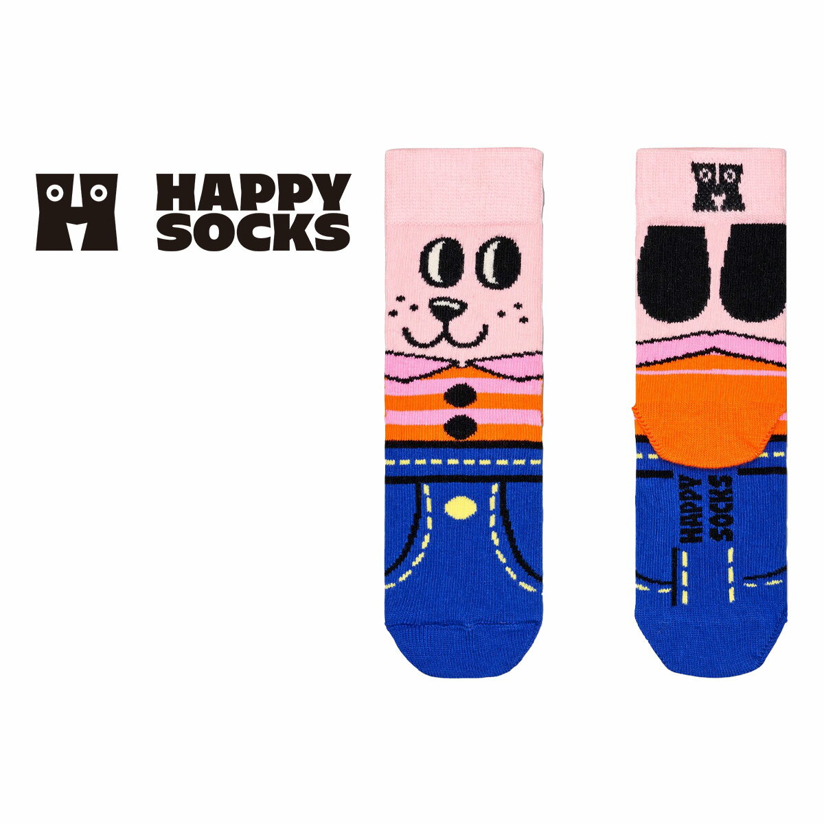 Happy Socks ハッピーソックス Kids Doggo ( ドッゴ ) ドッグ 犬 子供 クルー丈 綿混 ソックス 靴下 KIDS ジュニア …