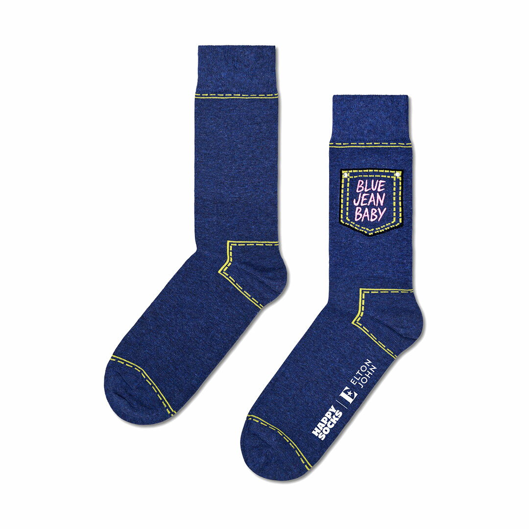 ハッピーソックス 靴下 レディース Happy Socks ハッピーソックス【Limited】Happy Socks × Elton John ( エルトン ジョン ) Blue Jean Baby ( ブルー ジーン ベイビー ) クルー丈 ソックス 靴下 ユニセックス メンズ ＆ レディース プレゼント 無料ラッピング ギフト 14240035