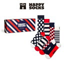 【4足セット】 Happy Socks ハッピーソックス Classic Navy ( クラシック ネイビー )クルー丈 ソックス 靴下 ユニセックス メンズ ...