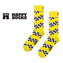 Happy Socks ハッピーソックス Race ( レース ) イエロー クルー丈 ソックス ユニセックス メンズ & レディース プレゼント 無料ラッピン...
