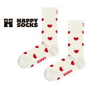 Happy Socks ハッピーソックス Heart ( ハート ) ホワイト クルー丈 ソックス ユニセックス メンズ & レディース プレゼント 無料ラッピ...