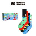 Happy Socks 4足セット 箱入り|Fancy Dinner ( ファンシー ディナー )【GIFT BOX】クルー丈 ソックス ユニセックス メンズ ...