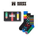 Happy Socks 3足セット 箱入り| Classic Multi-Color ( クラシック マルチカラー )【GIFT BOX】クルー丈 ソックス ユ...