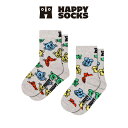 【2足セット】Happy Socks Kids Doggo & Cat ( ドッゴ アンド キャット ) 2Packs クルー丈 ソックス キッズ プレゼント ...