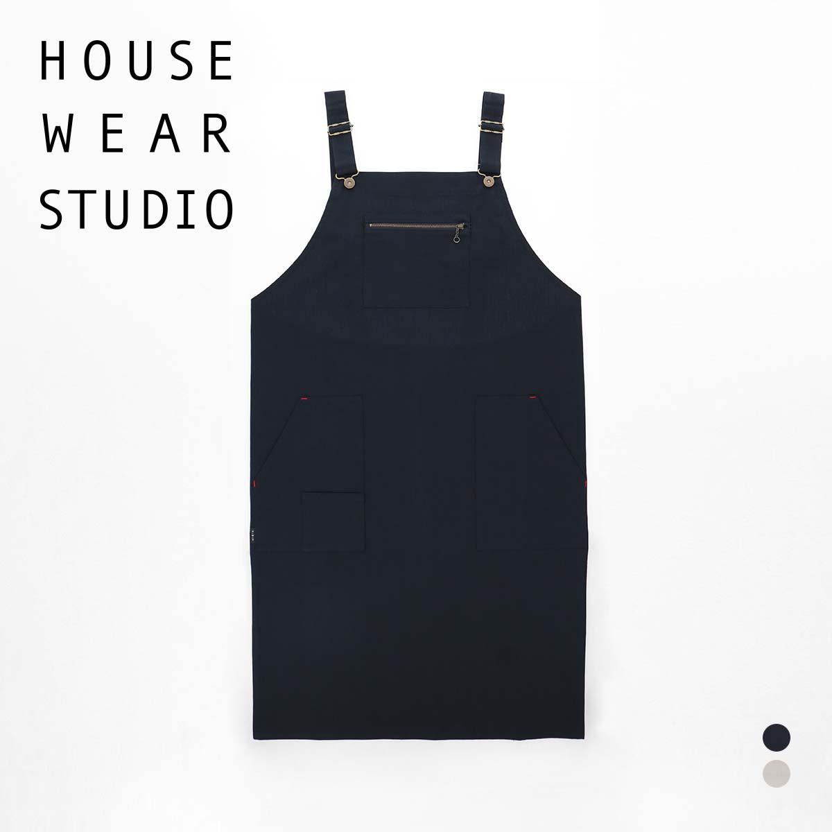 エプロン レディース（5000円程度） セール！30％OFF HOUSE WEAR STUDIO ハウスウェアスタジオ オーバーオール風 H型 エプロン 日本製 無地 綿100％ ゆったり着れて疲れにくい メンズ エプロン 70372111