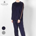 セール!50%OFF LANVIN COLLECTION ランバン コレクション ベロア無地 メンズ クルーネック 長袖 ロングTシャツ 綿混 スウェット 部屋...