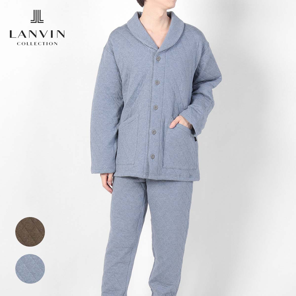 楽天ナイガイ 公式ショップ 楽天市場店セール！30％OFF 【トップスのみ】LANVIN COLLECTION ランバン コレクション 中綿二ットキルト メンズ 部屋着 ルームウェア あたたかい 長袖 メンズ 男性 紳士 プレゼント ギフト 54429057 公式ショップ 正規ライセンス商品