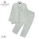 LANVIN COLLECTION ランバン コレクション 上下セット【M・Lサイズ】先染め3重ガーゼ ふっくらエアタンブル加工 綿100% ストライプ 長袖 ...