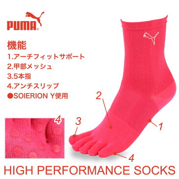 PUMA （ プーマ ） レディス 5本指・アーチフィットサポート ランニング マラソン クルー丈 ソックス 3562-227