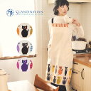 セール！40％OFF SCANDINAVIAN PATTERN COLLECTION スカンジナビアン パターンコレクション 形態安定加工 綿100％ 薄手ヘリンボン Cats of the neighborhood 後結び ロング レディース エプロン 70410157