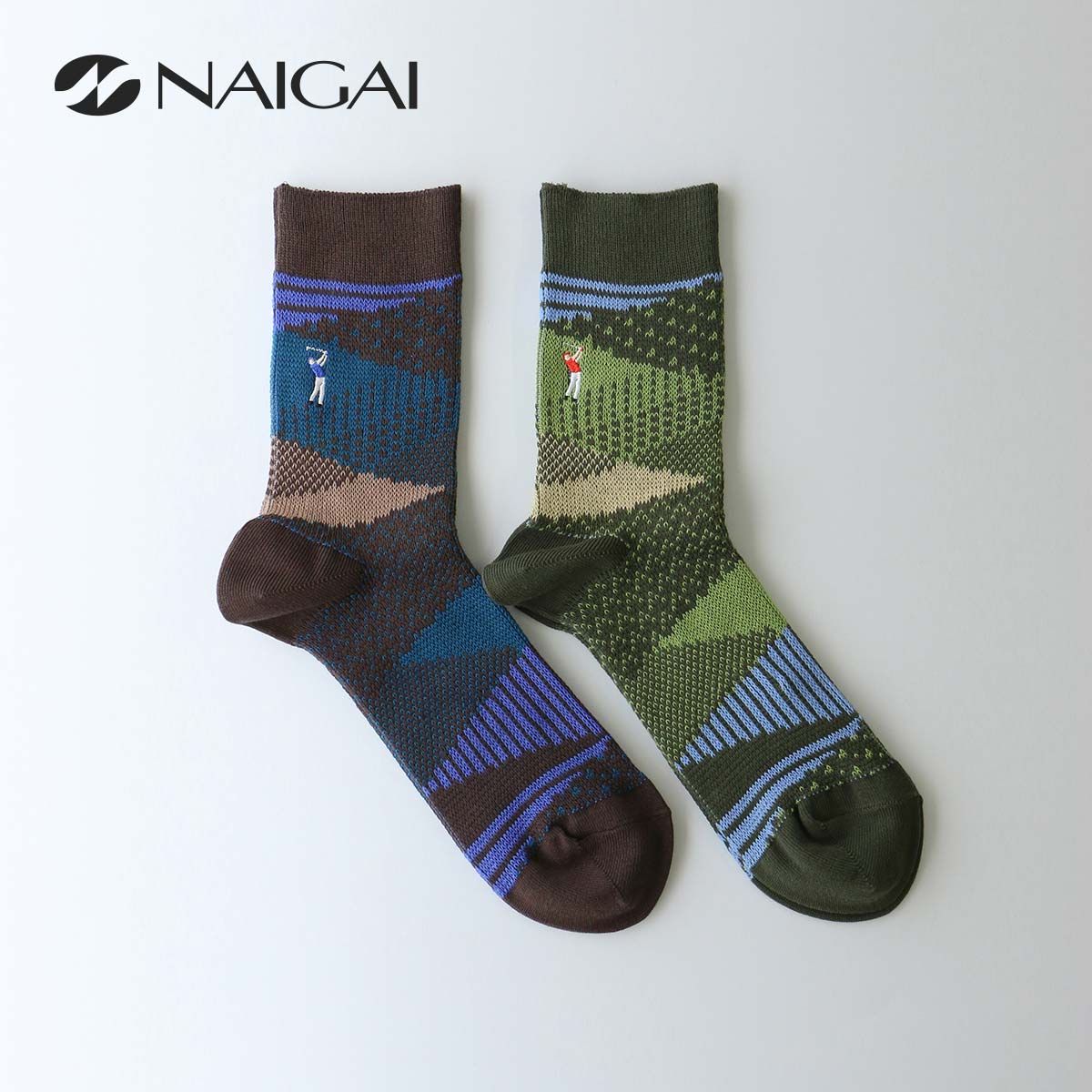 セール！20％OFF NAIGAI STYLE ナイガイ スタイル 日本製 オーガニックコットン HOBBY SOCKS ホビーソックス ゴルフ クルー丈 メンズ カジュアル 靴下 男性 メンズ プレゼント 無料ラッピング ギフト 02352502