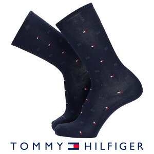 TOMMY HILFIGER トミーヒルフィガーソフト口ゴム ポリジン加工 フラッグ柄 クルー丈 メンズ ビジネス ソックス 靴下 男性 紳士 プレゼント ギフト02552587