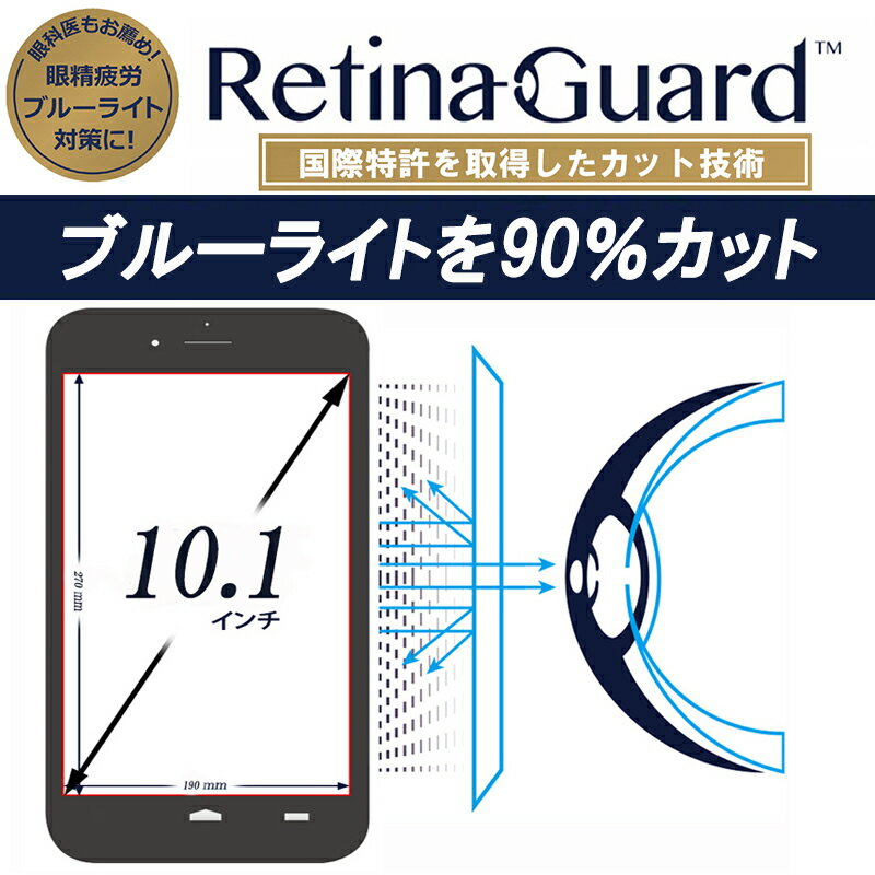 RetinaGuard フリーカット 10.1インチ(横27 X 縦19 cm) ブルーライト90%カット 保護フィルム 国際特許 液晶保護フィルム 保護シート 保護シール Xperia Z4 Tablet dynabook arrows TabQH35/W TransBook T100 ブルーライトカット フィルム