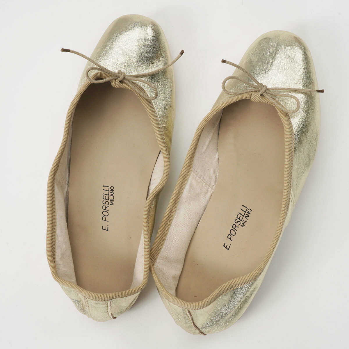 [訳あり特価 38サイズ]PORSELLI ポルセリ バレエシューズ BALLERINE LAMINATA gold レディース パンプス 靴