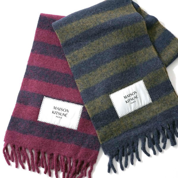 【最大5,000円OFFクーポン配布中】MAISON KITSUNE メゾンキツネ マフラー ストール LW06202WA0019 RUGBY STRIPES SCARF レディース アルパカ混 ボーダー ストライプ