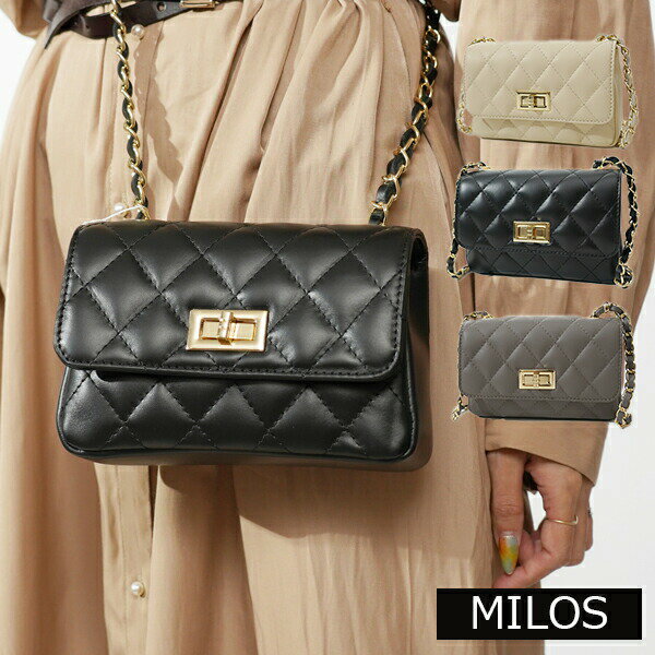 【半額!50%OFFクーポン対象】MILOS ミロス キルティングショルダーバッグ 2225 レディース チェーンショルダー ポシェット