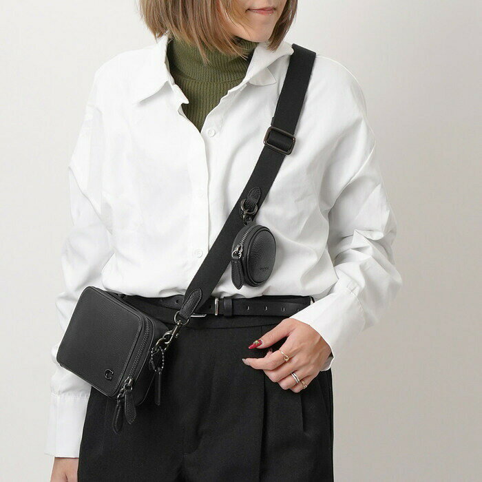COACH - 【3,000円OFFクーポン対象】COACH コーチ ショルダーバッグ チャーター CC070 BLACK レディース クロスボディ ミニポーチ付き ポシェット 本革 レザー 鞄[po_ten]