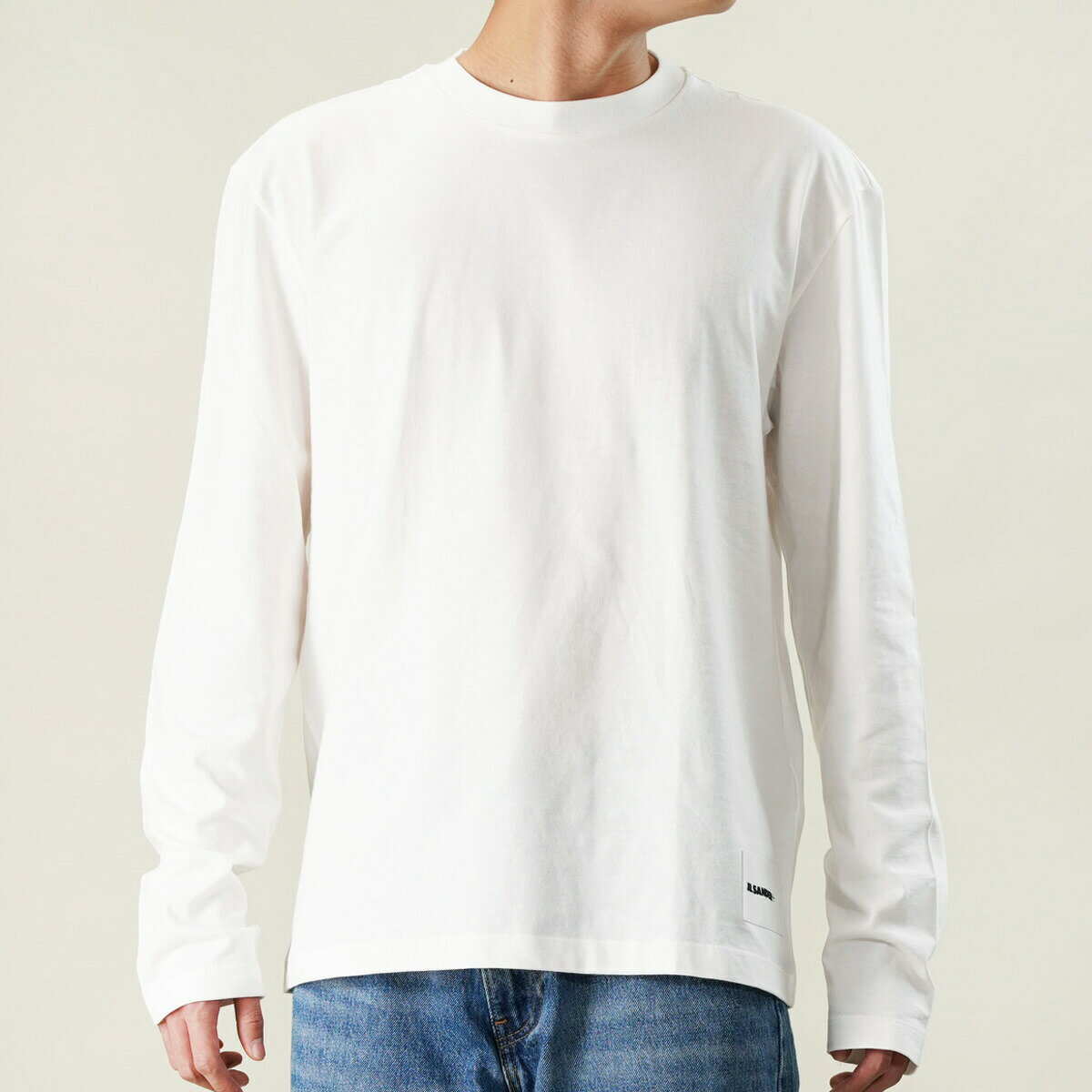 ジル サンダー プレゼント メンズ JIL SANDER ジルサンダー プラス [1枚単品]長袖Tシャツ J47GC0002 J45048 100/ホワイト メンズ クルーネック ロンT カットソー ロゴT