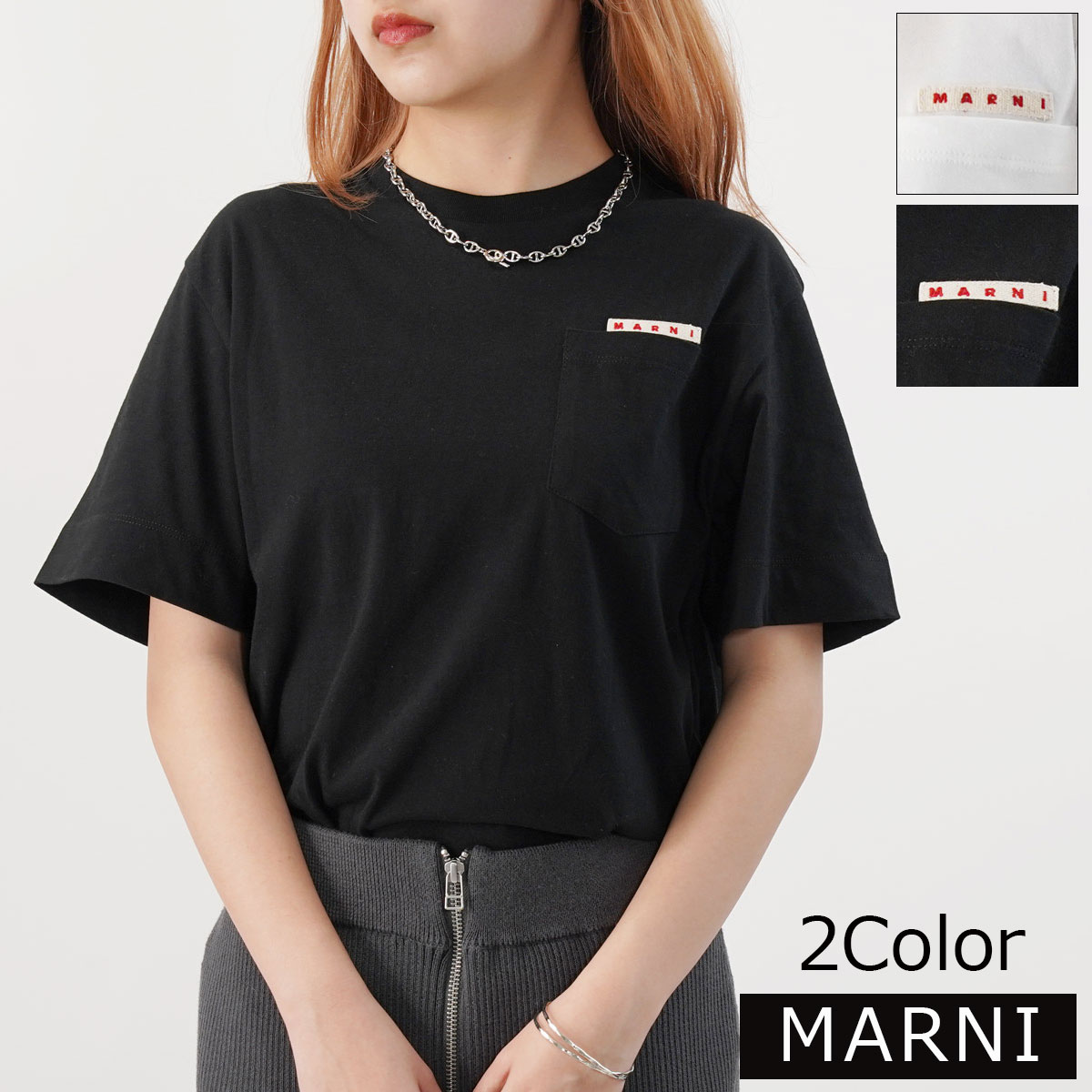 【6/15限定 全品P10倍★月間優良ショップ受賞記念】MARNI KIDS マルニキッズ 半袖Tシャツ M01064 M00NE レディース キッズ 胸ポケット カットソー クルーネック[po_thir]のサムネイル