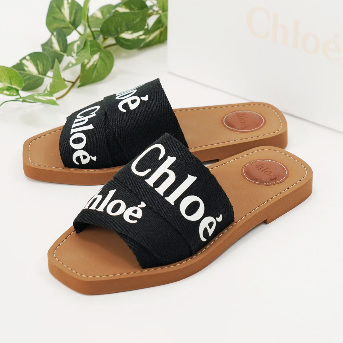 【5倍ポイント対象商品】CHLOE クロエ ウッディ フラットミュール サンダル WOODY SLIDES CHC22U188Z3 001 レディース ロゴバンド ウッディ[po_five]