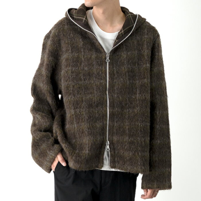 OUR LEGACY アワーレガシー ジップパーカー FULL ZIP HOOD M4256FD メンズ チェック柄 ウールブレンド フルジップ フーディー(4)