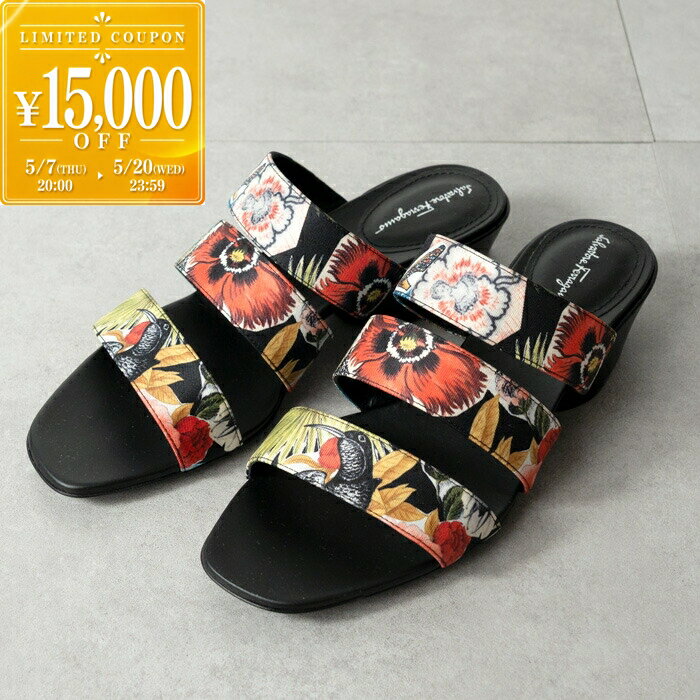 【MAX2万円OFF★クーポンSALE】FERRAGAMO フェラガモ ミュールサンダル MAYA 0736621 NERO レディース 花柄 フローラル