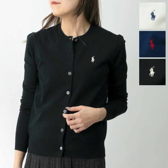 【GWセール P5倍対象】POLO Ralph Lauren ポロラルフローレン カーディガン 211971871 レディース コットンニット ポニー刺繍 コットン 長袖 クルーネック[po_five]