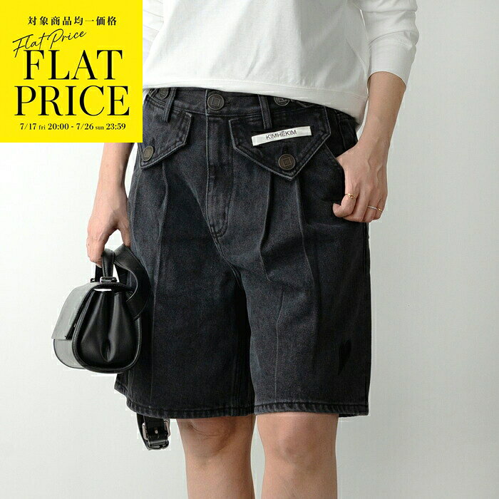 KIMHEKIM キムヘキム デニム ハーフパンツ HEART PATCH TWO POCKETS PANTS ZG1JN03BK レディース ショートパンツ ジーンズ 韓国ファッション